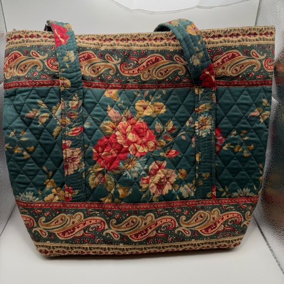 Vera Bradley Greenbriar Medium Tote Bag Retired Pattern Quilted Floral Paisley - Picture 3 of 6